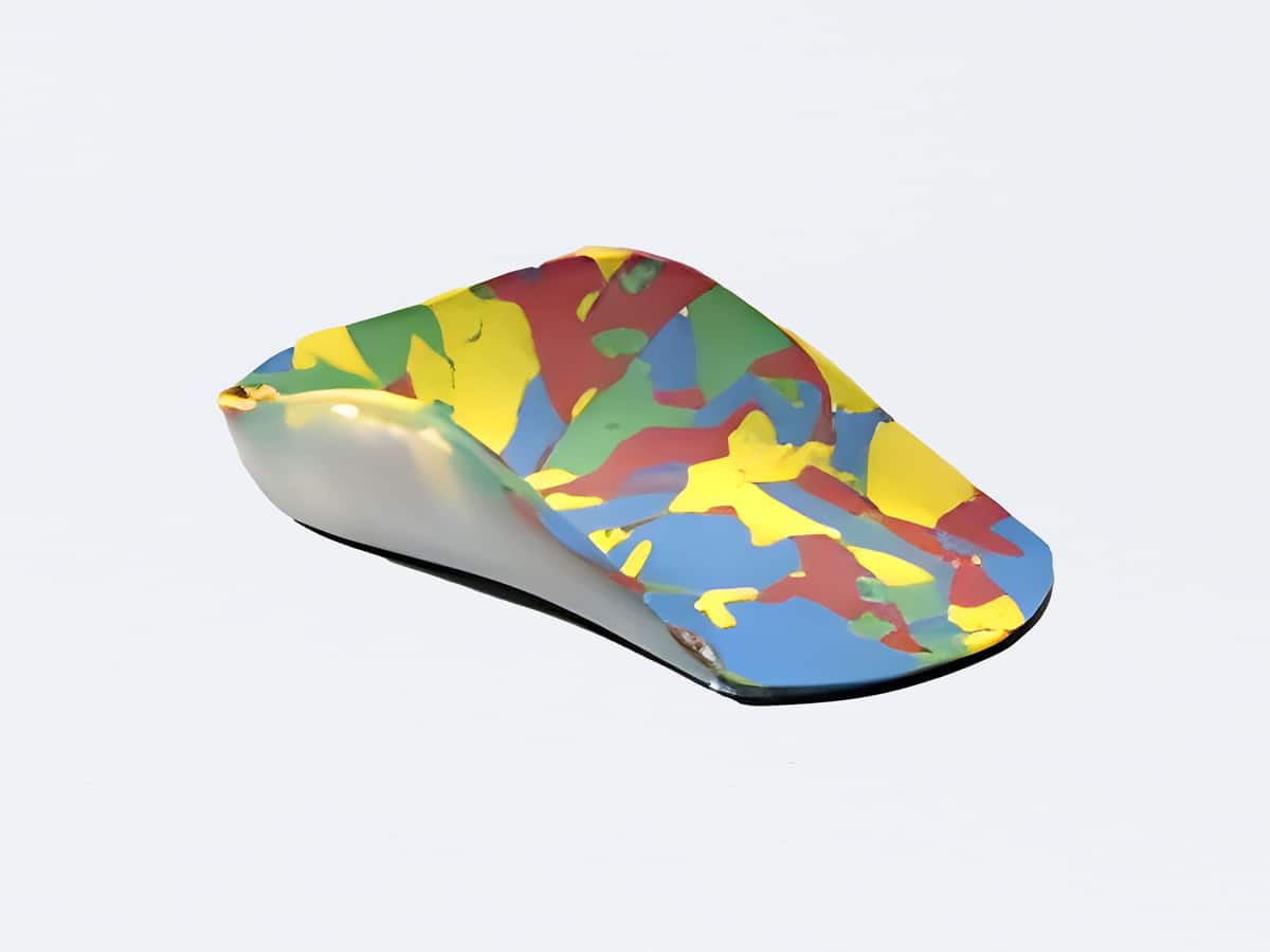 custom child's pediatric orthotic with a colorful puzzle pattern